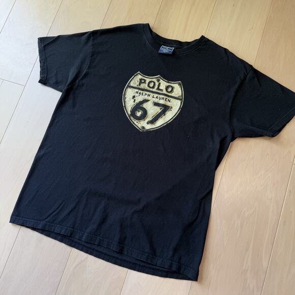 Vintage Polo Sport Ralph Lauren Shirt Large Black 90s New York Route 67 RRL - Picture 7 of 7
